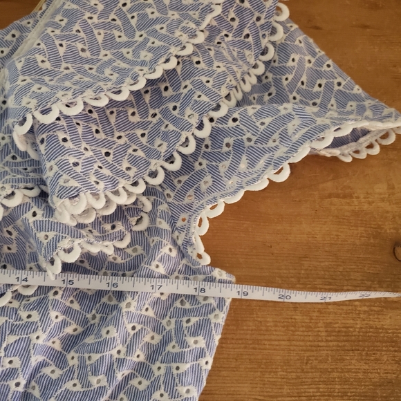 Del Lago Large NWT 100% Cotton Blue White Cap Sleeve Cottagecore Lace Midi Dress - Picture 10 of 12